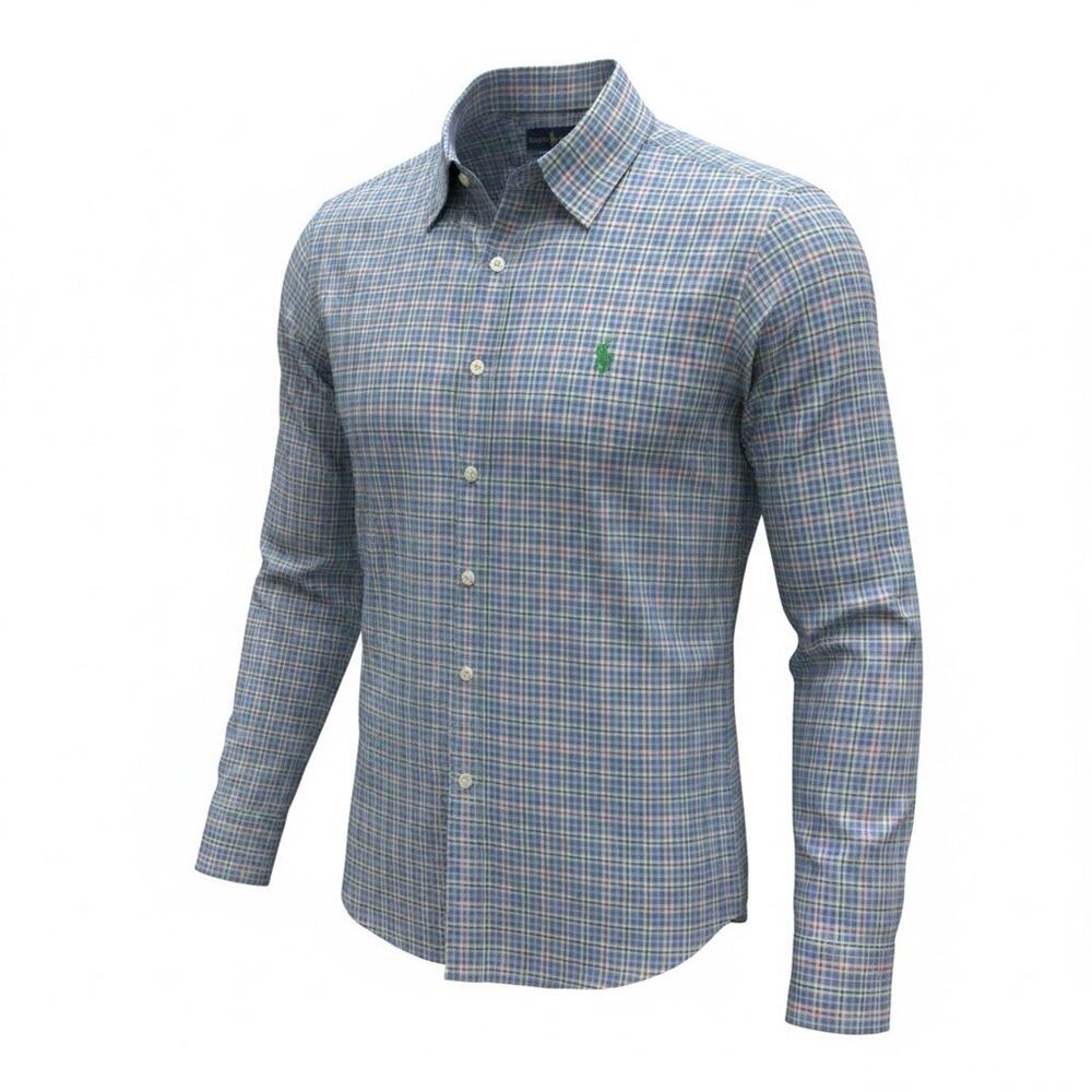 Polo Ralph Lauren Men’s XL Lightweight Plaid Button Down Shirt Blue Green Pony